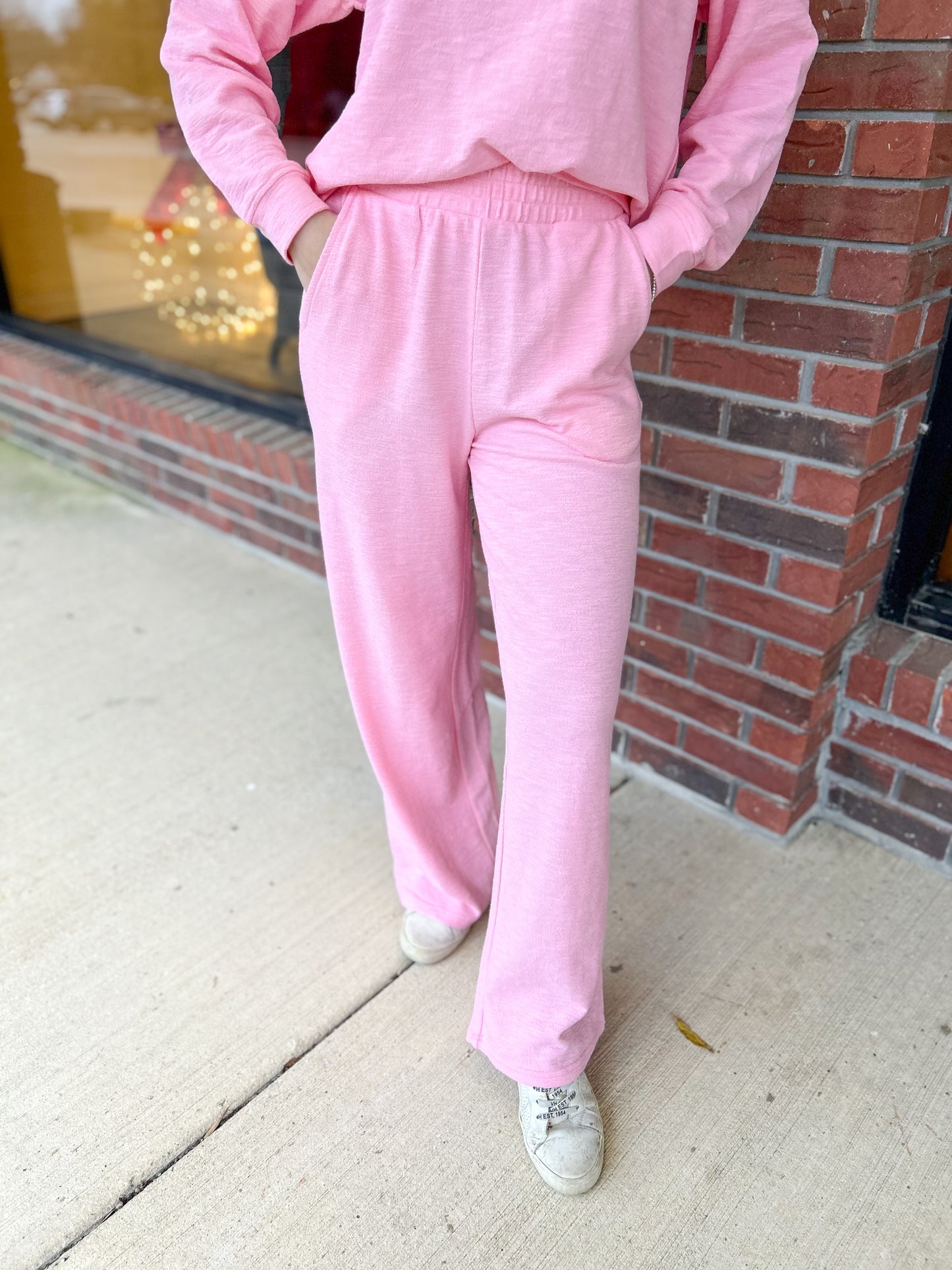 Slub Long Sleeve Top & Pants 2 Piece Set (Multiple Colors Available)