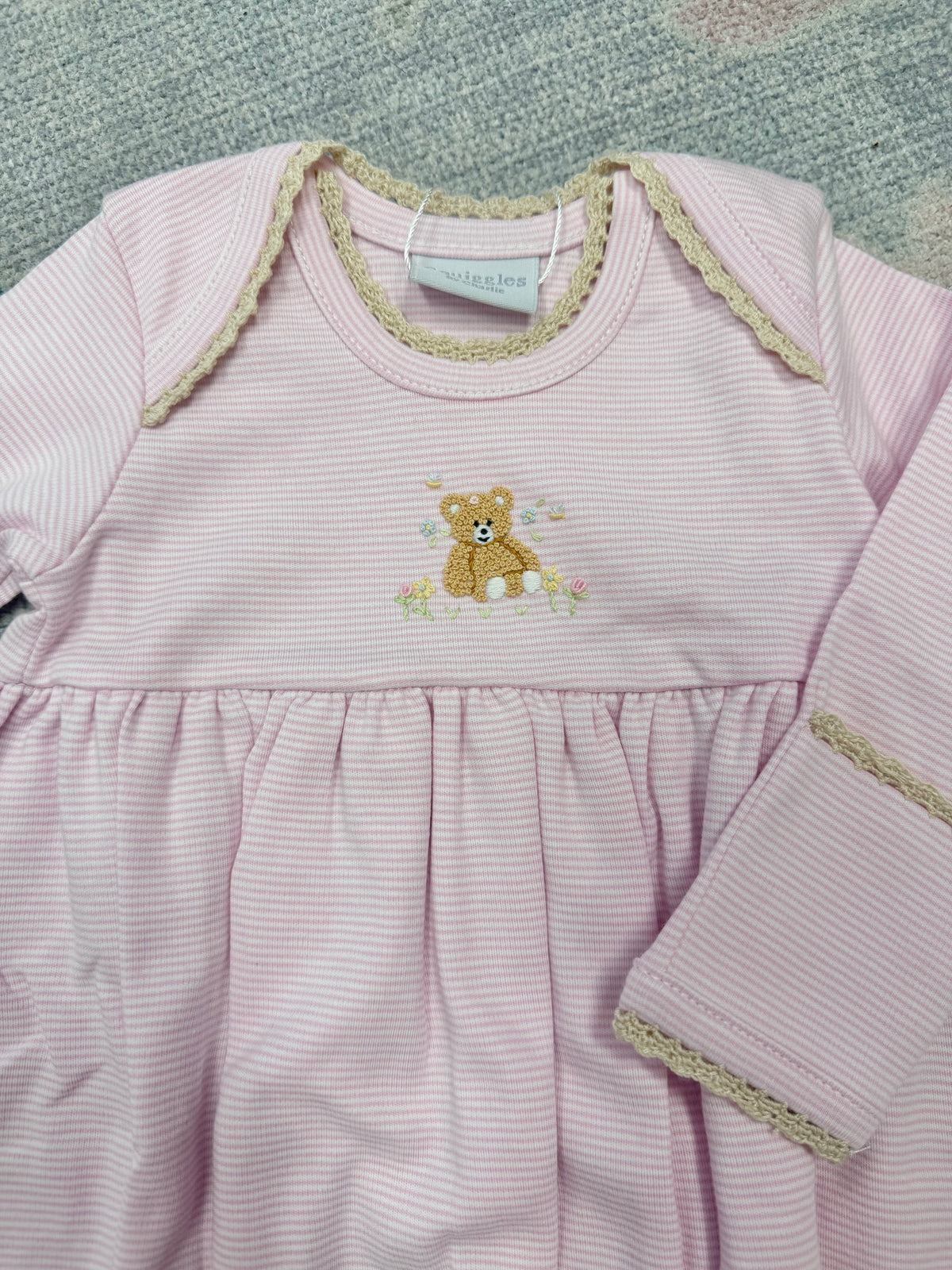 Pretty Girl Bear Lap Shoulder Gown with Crochet Edge
