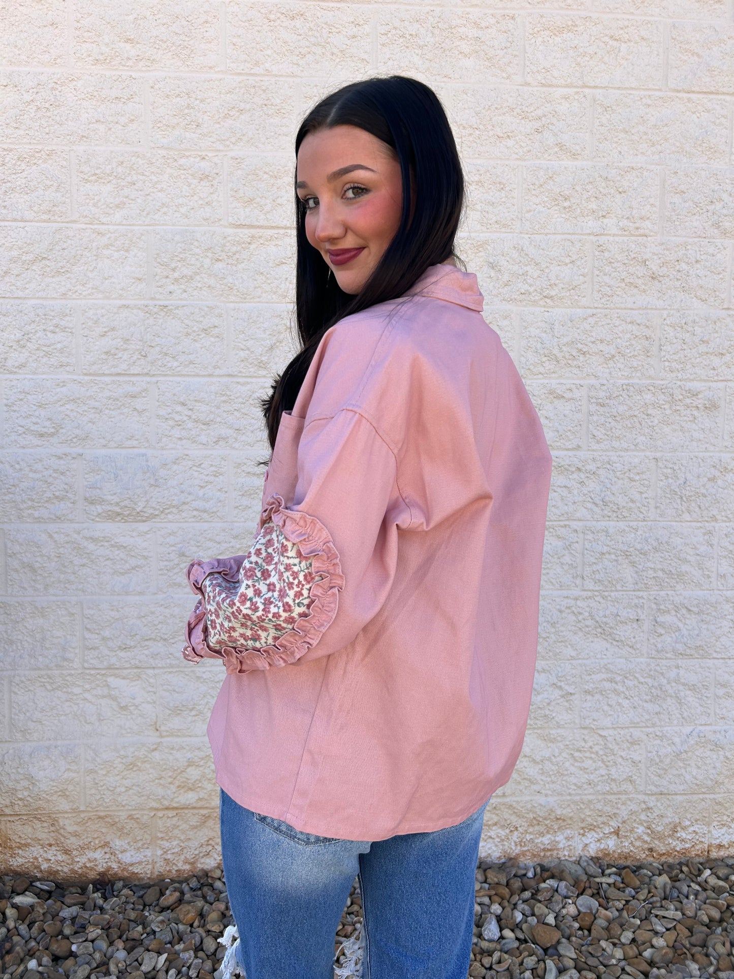 Parker Ruffle Detail Button Up Top