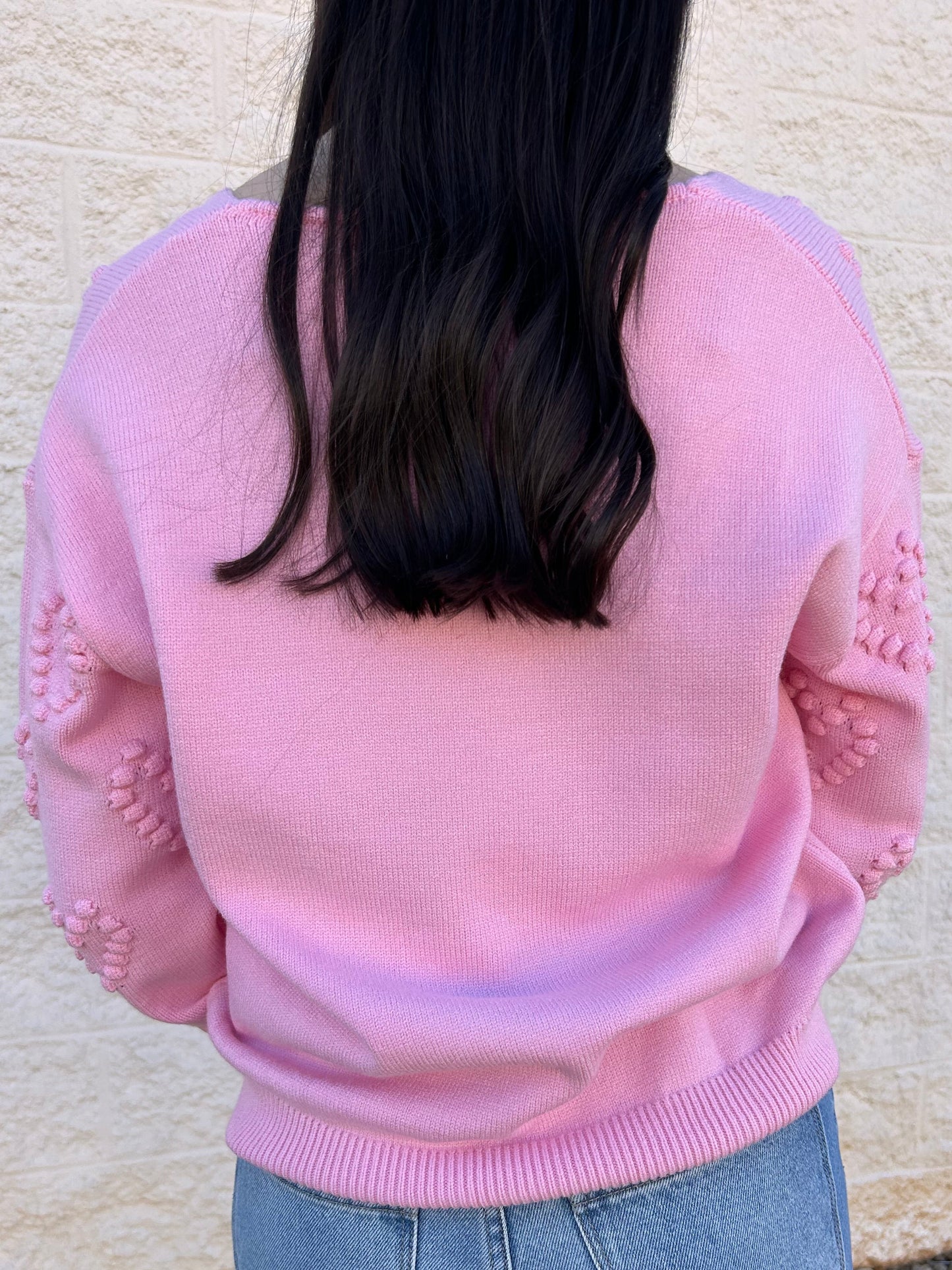 Heartbeat Pink Pom Pom Sweater