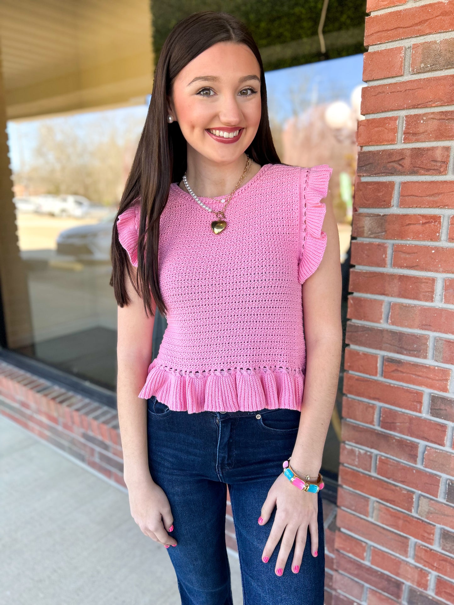 Sweet Life Pink Knit Sleeveless Top