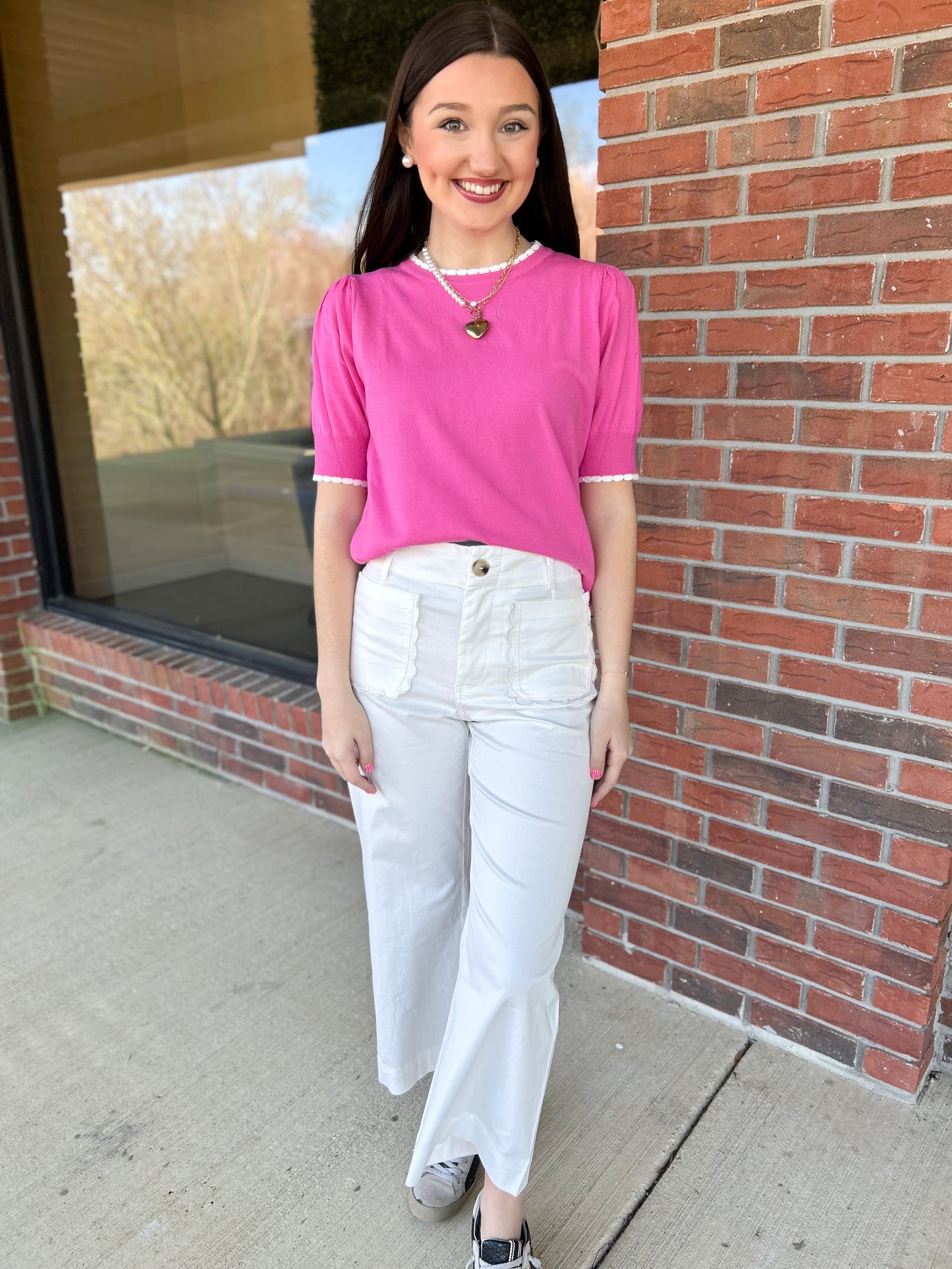 Go-Getter Pom Pom Puff Sleeve Top