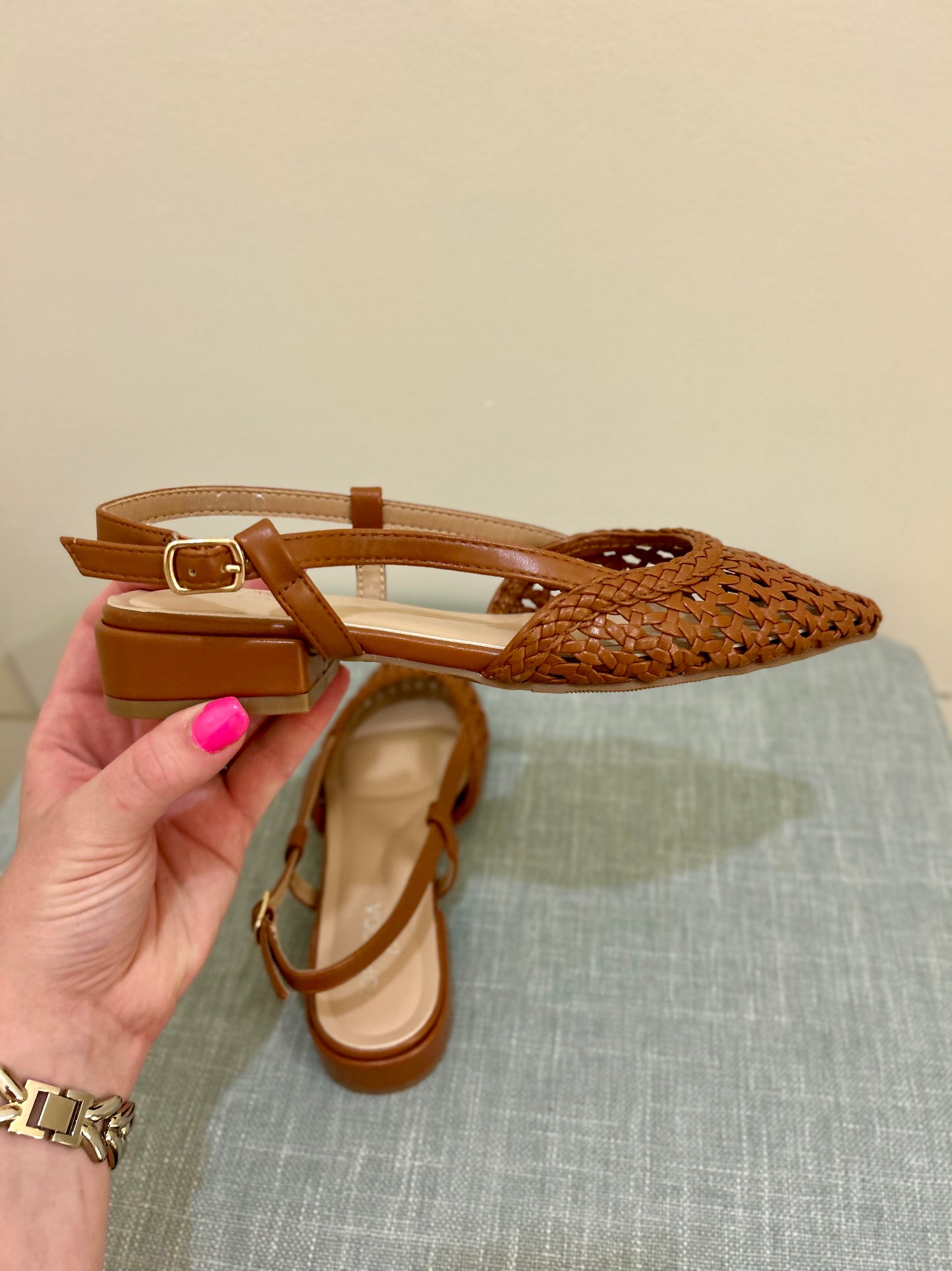 Tan Woven Flats