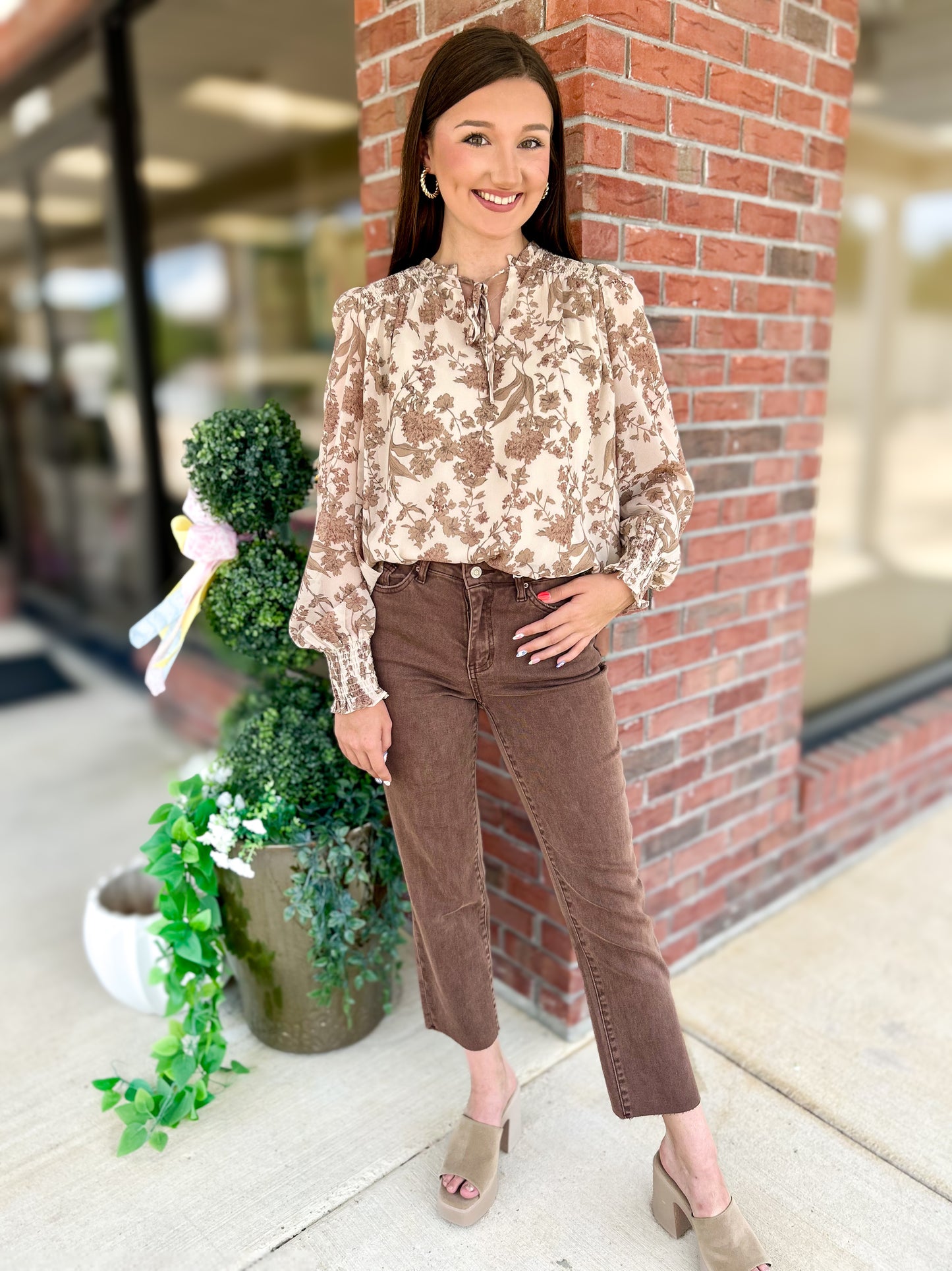 To The Point Brown Straight Crop Jeans