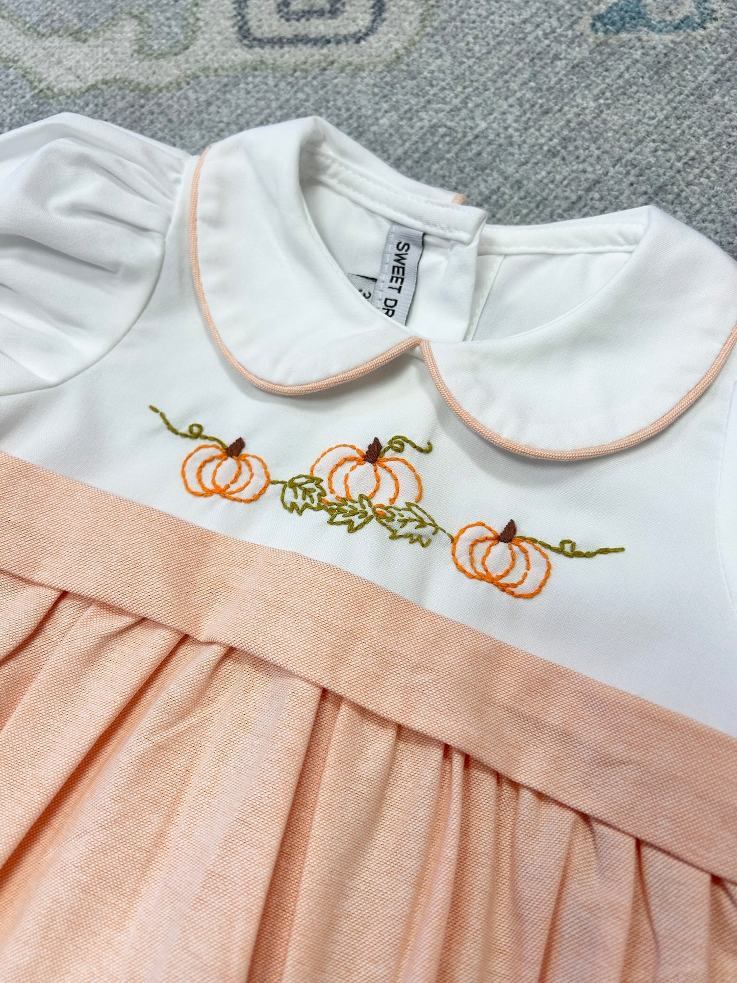Pumpkin Embroidered Girl Bubble