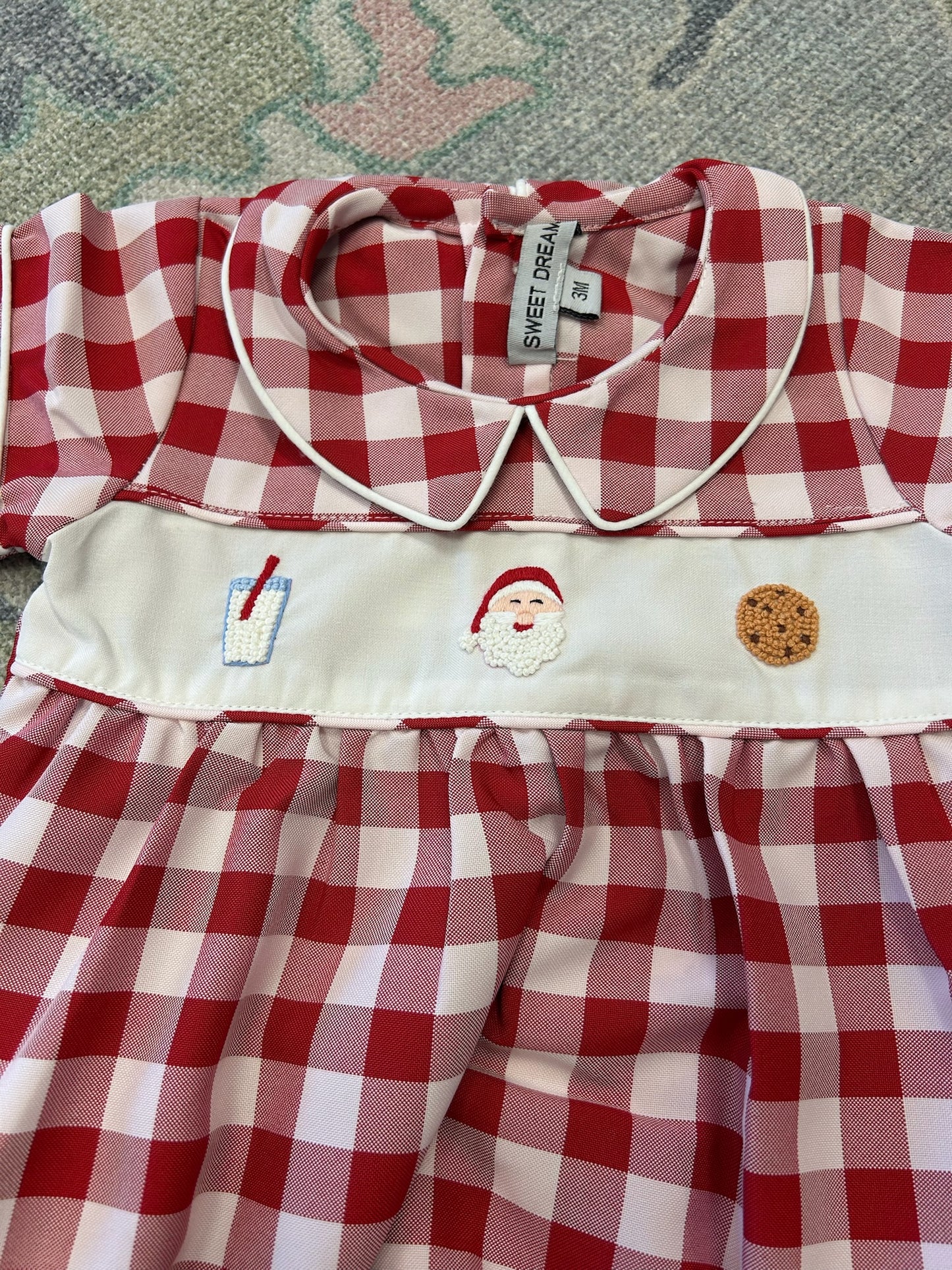Santa & Cookie Red Gingham Boy Bubble