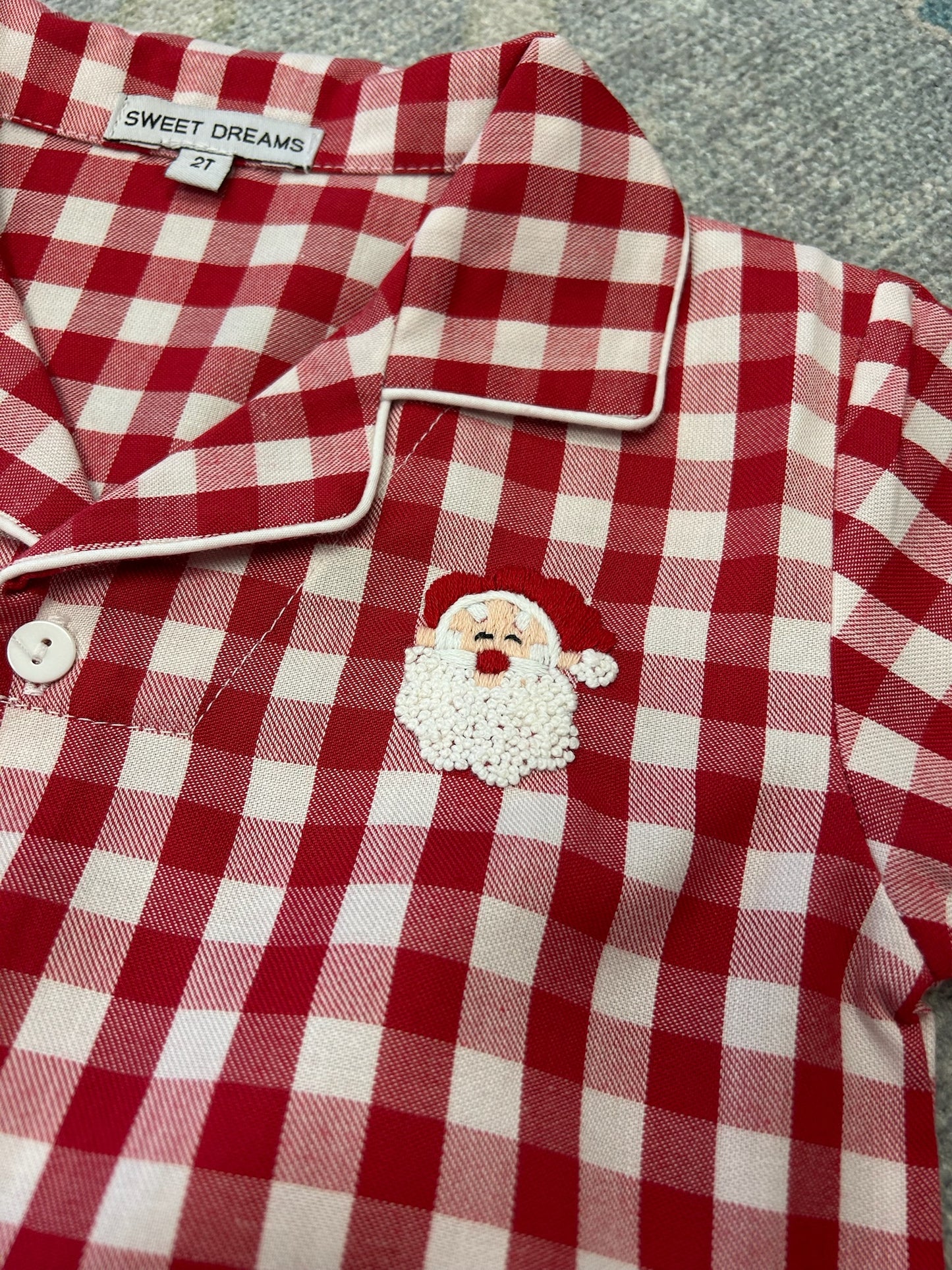 Santa Embroidered Boy Pajamas