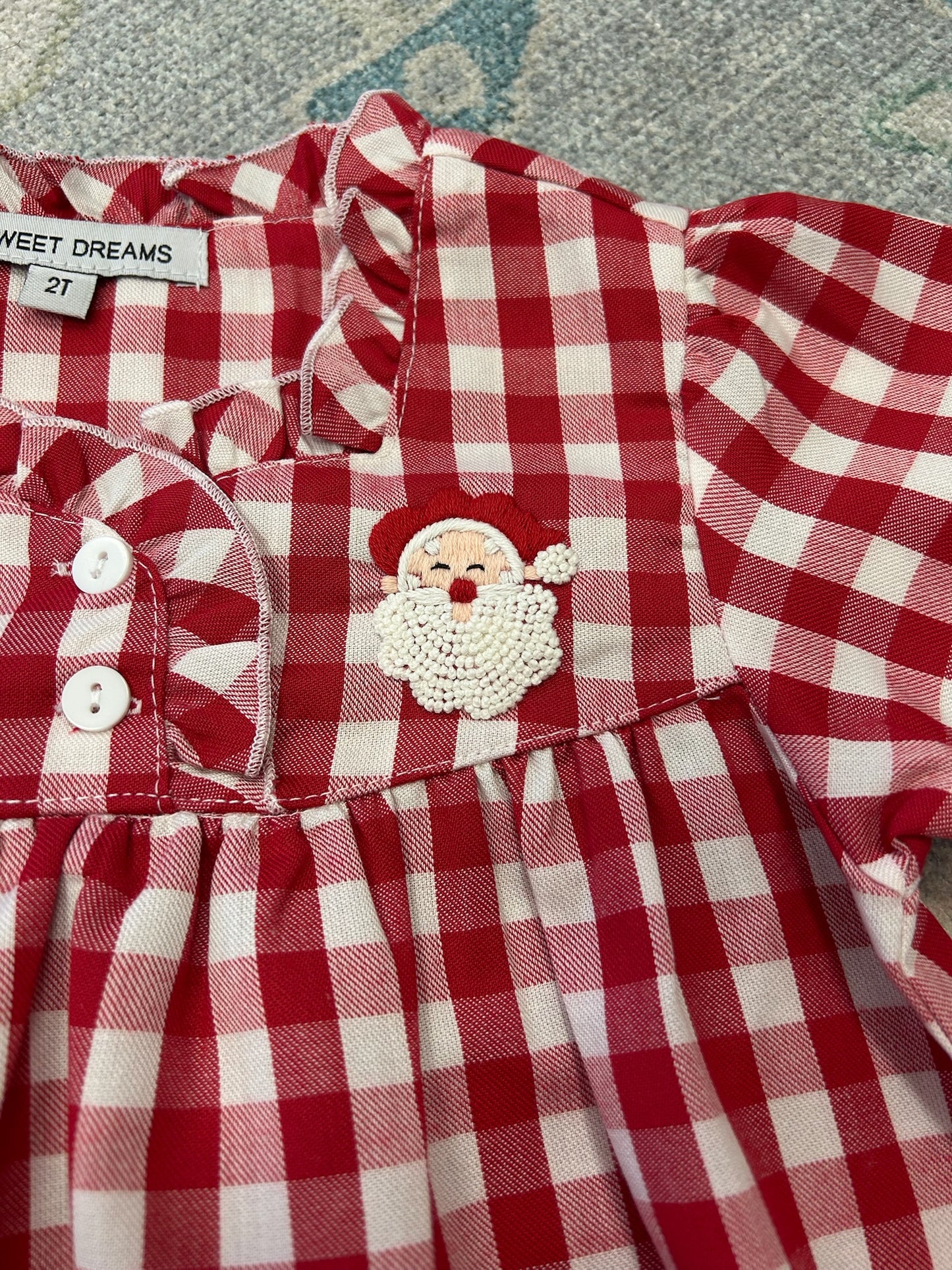 Santa Embroidered Girl Pajamas