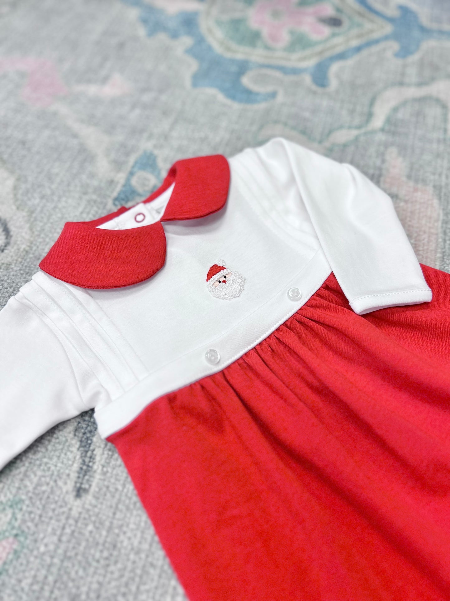 Mini St. Nick Long Sleeve Onesie with Yoke