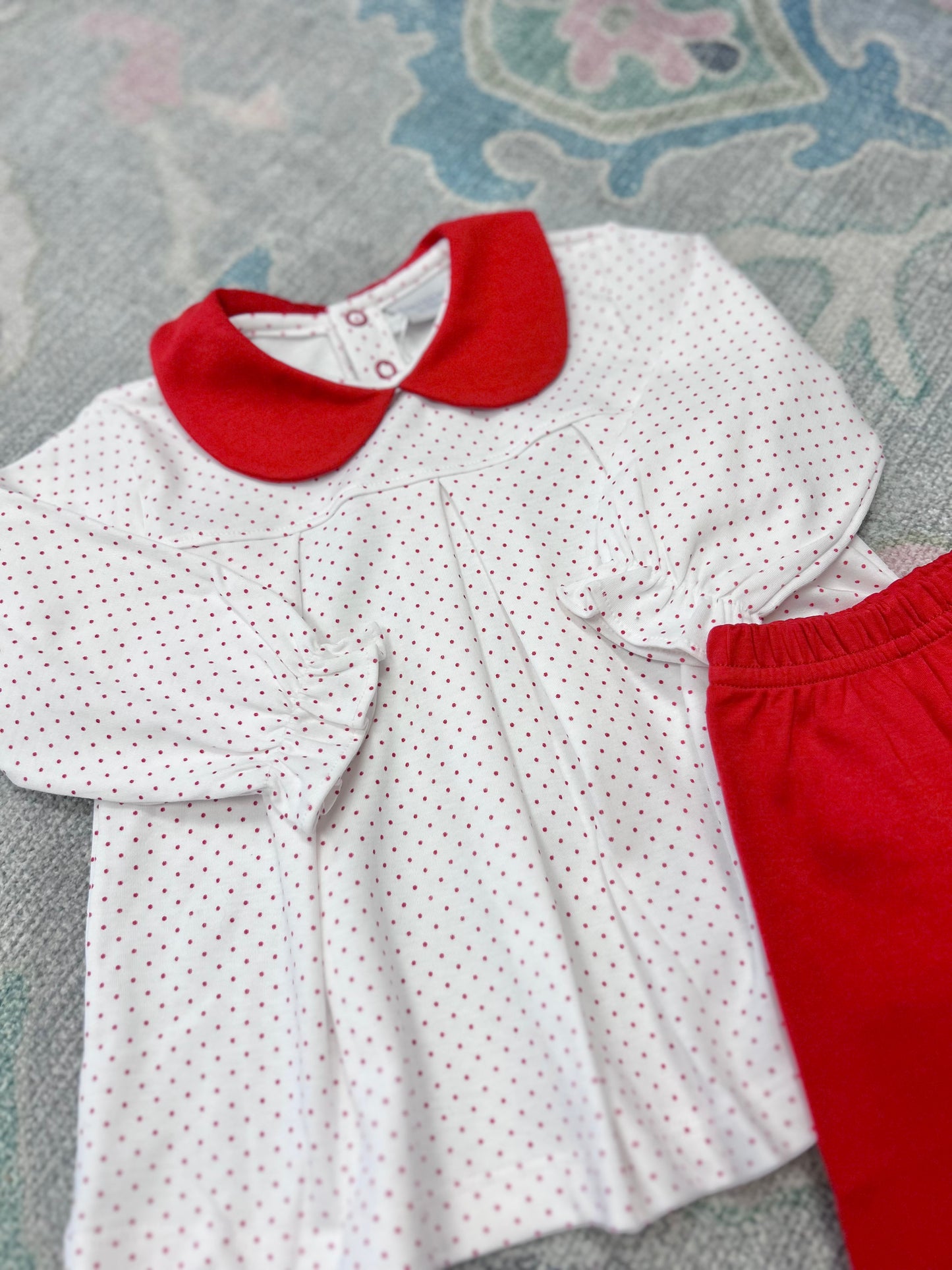 Red Bitty Dot Long Sleeve Dress with Leggings