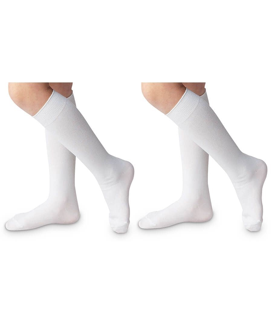 White Classic Nylon Knee High Socks 2 Pair Pack