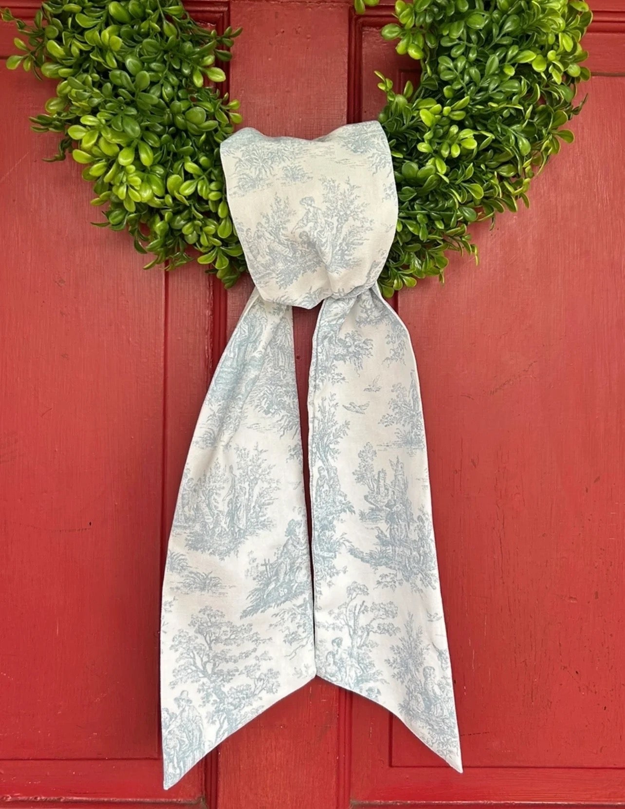 Blue Toile Wreath Sash