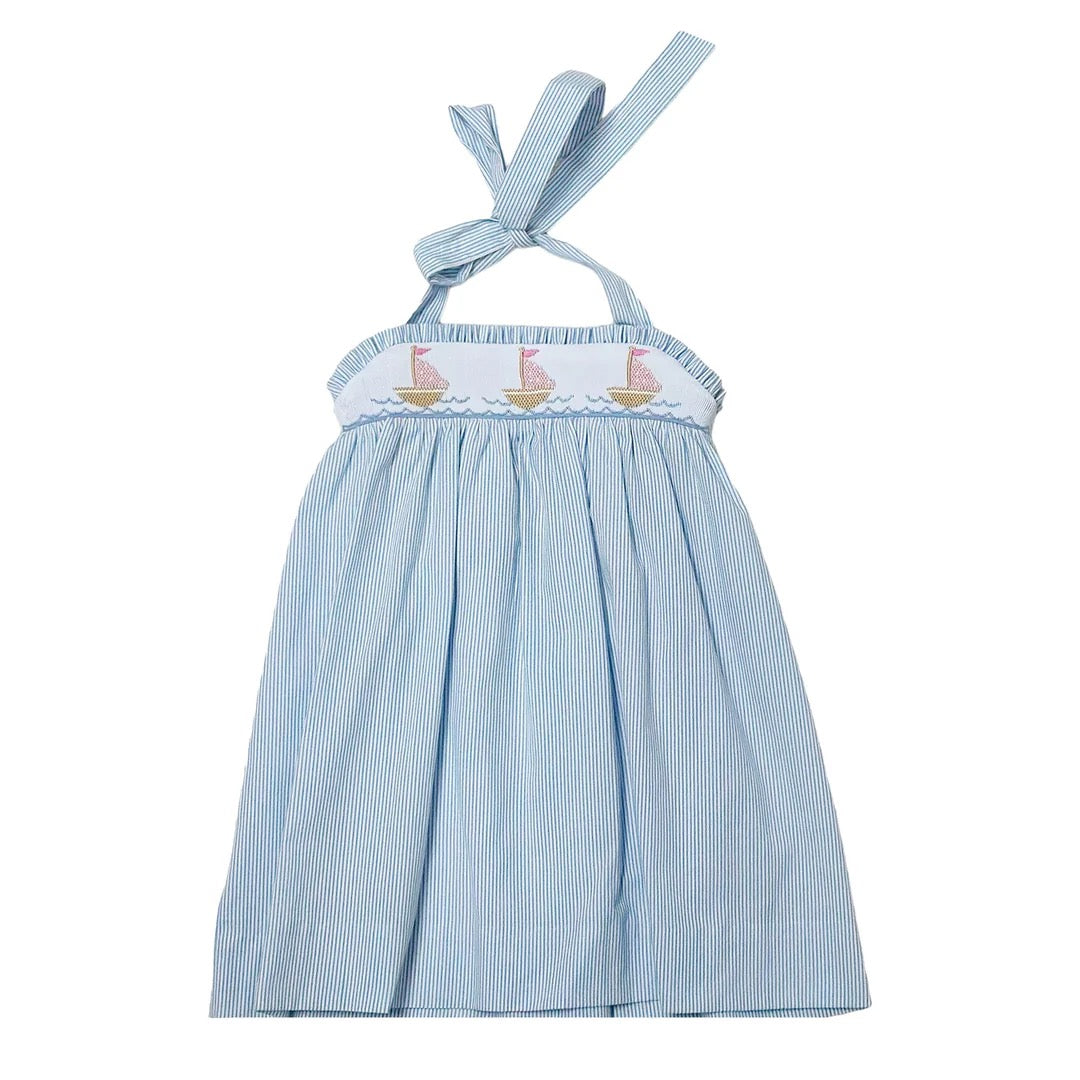 Sailboat Light Blue Spanish Stripe Rachel Dress