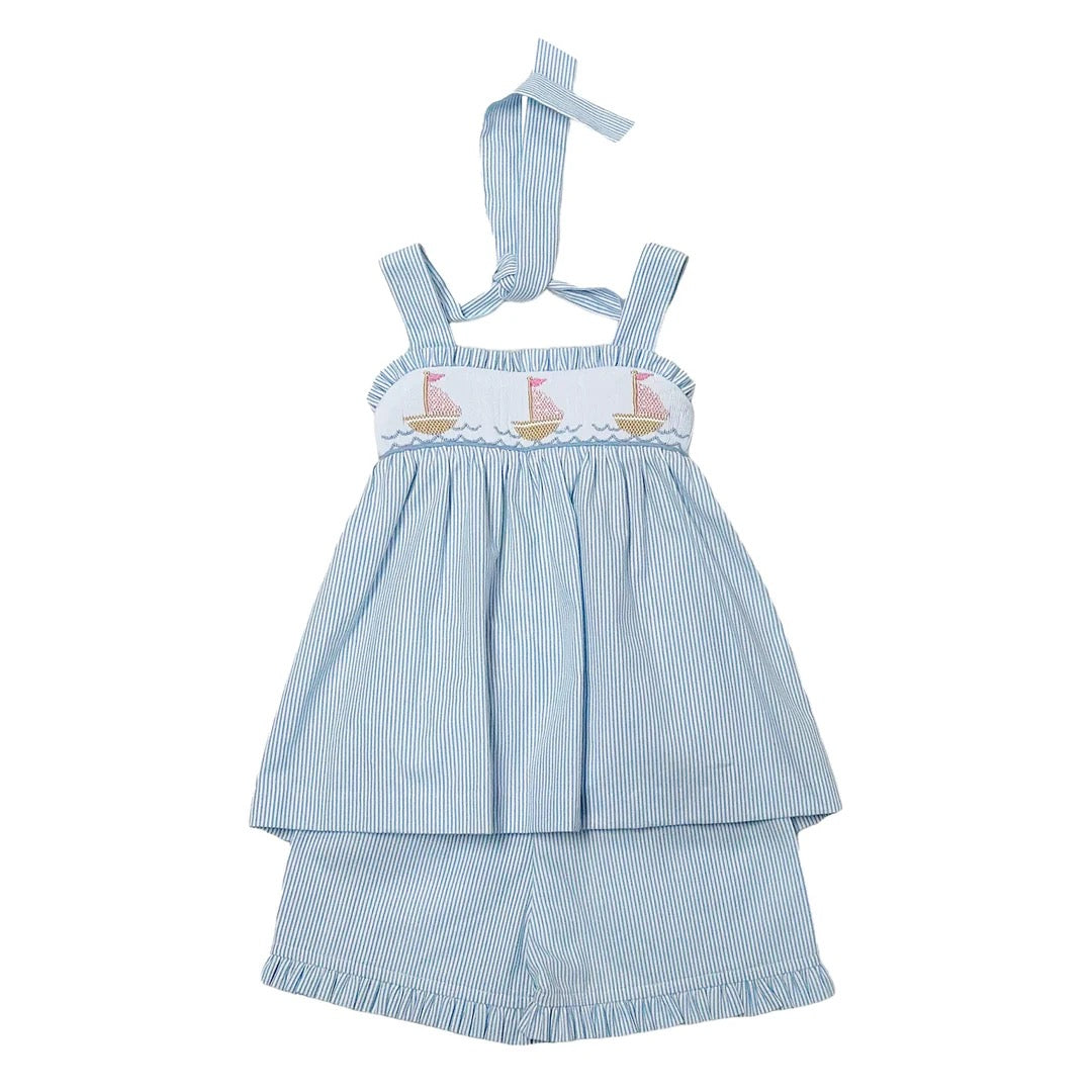 Sailboat Light Blue Spanish Stripe Rachel Short Set