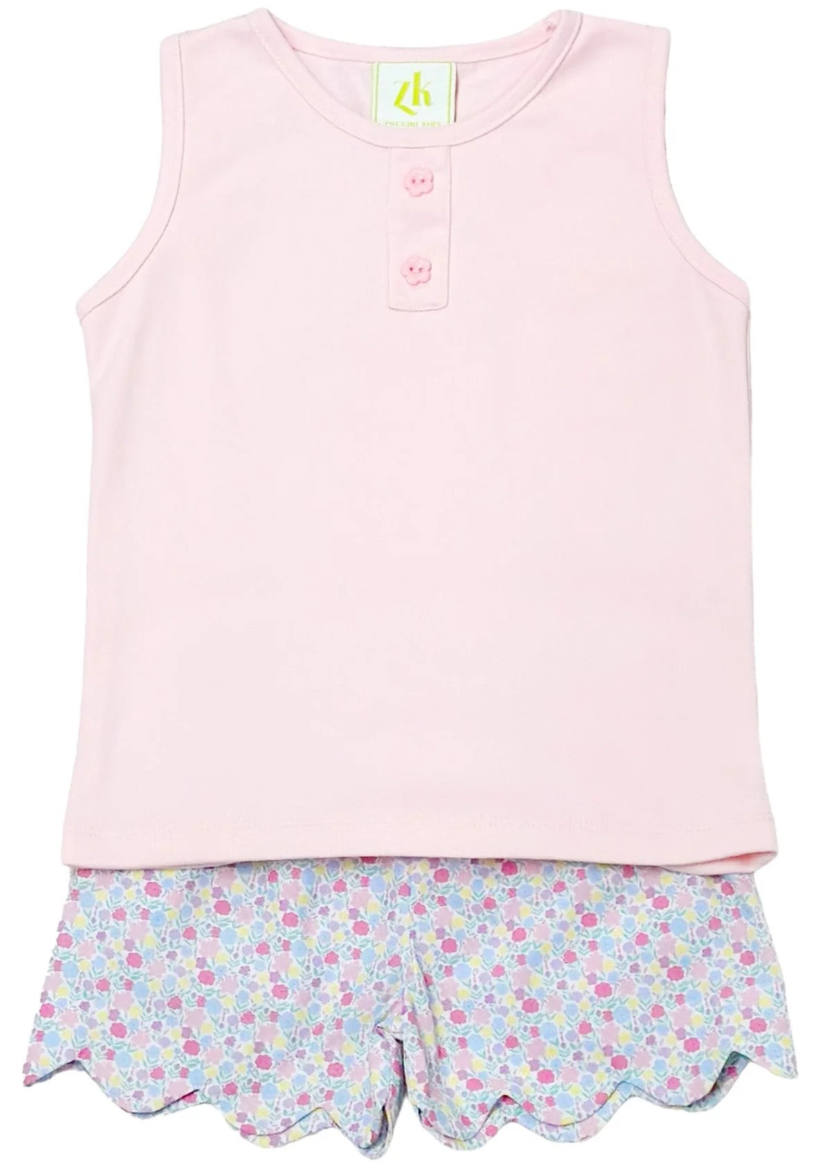 Spring Floral Pink Knit Kendall Short Set