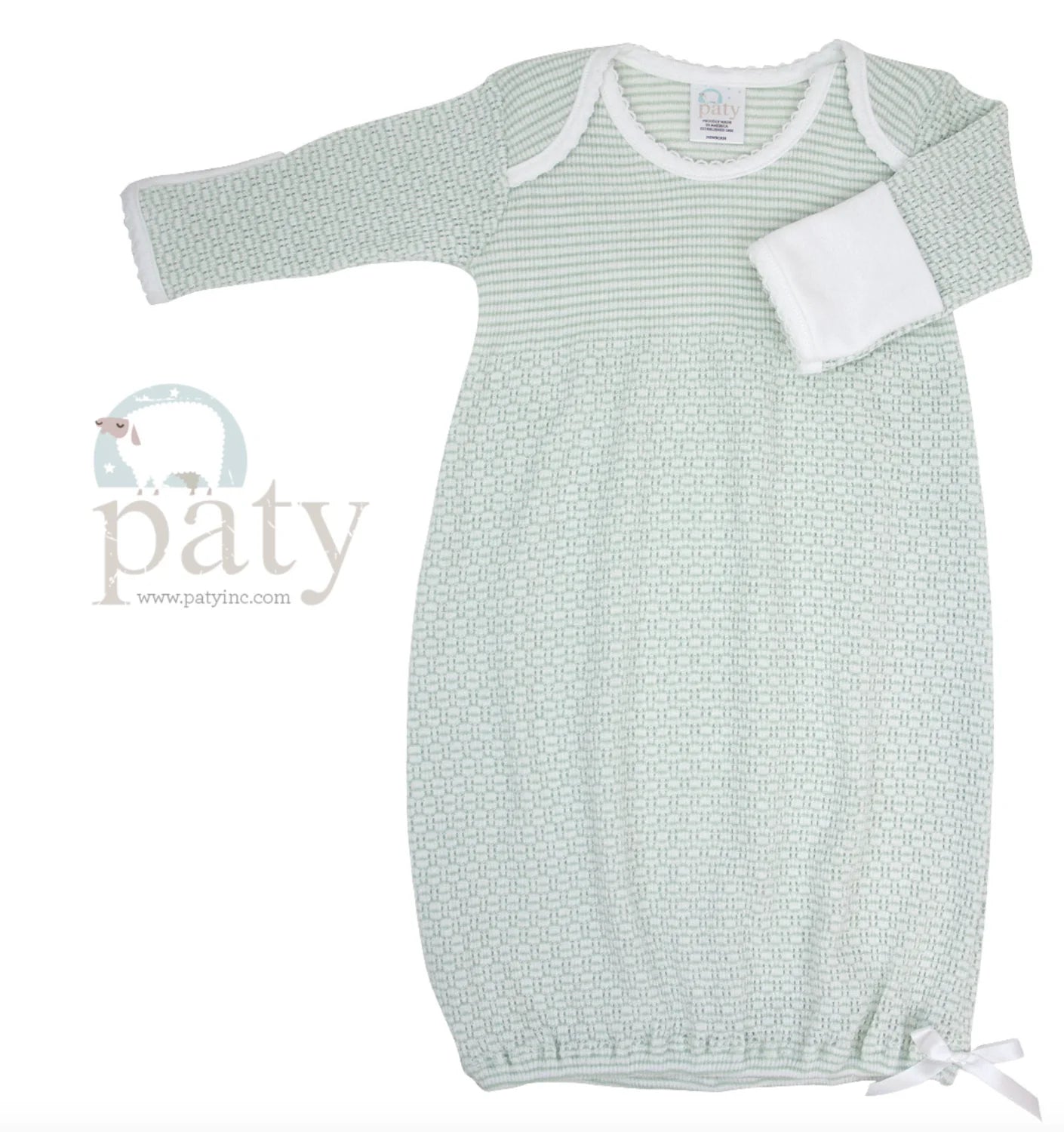 Paty Mint Gown With Mint Trim (Newborn)