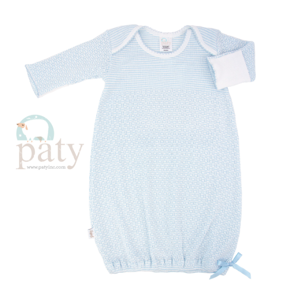 Paty Blue Knit Gown With Blue Trim