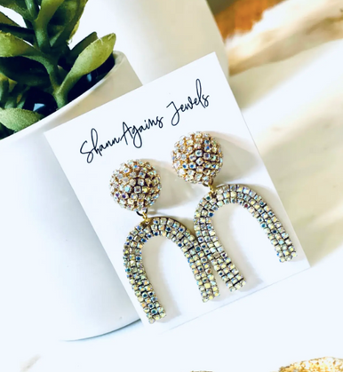 ShannAgains Rhinestone Rainbow Earrings