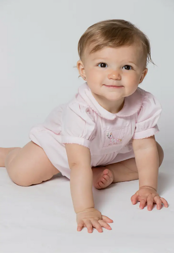 Pink Giraffe Smocked Bubble