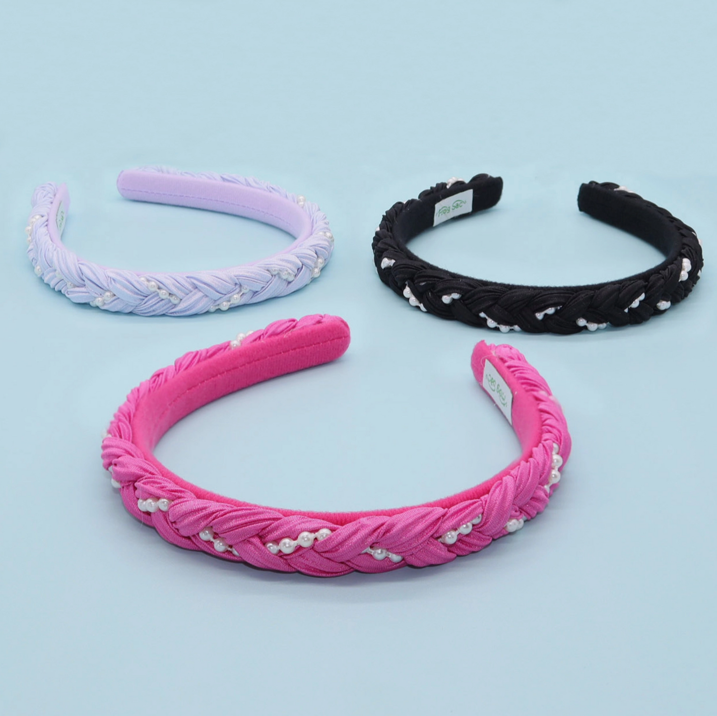 Girl's Black Braided Pearl Headband