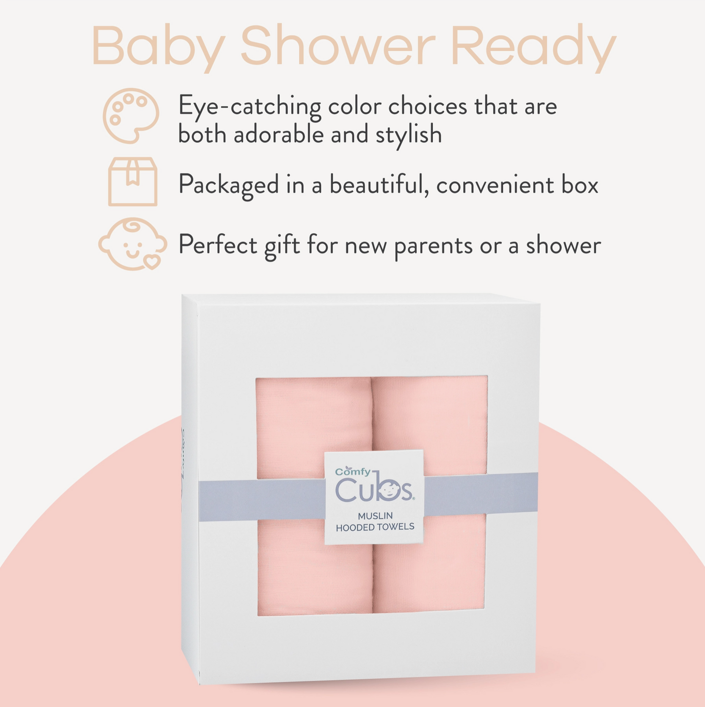 Pink Hooded Muslin Towel - 2 Pack