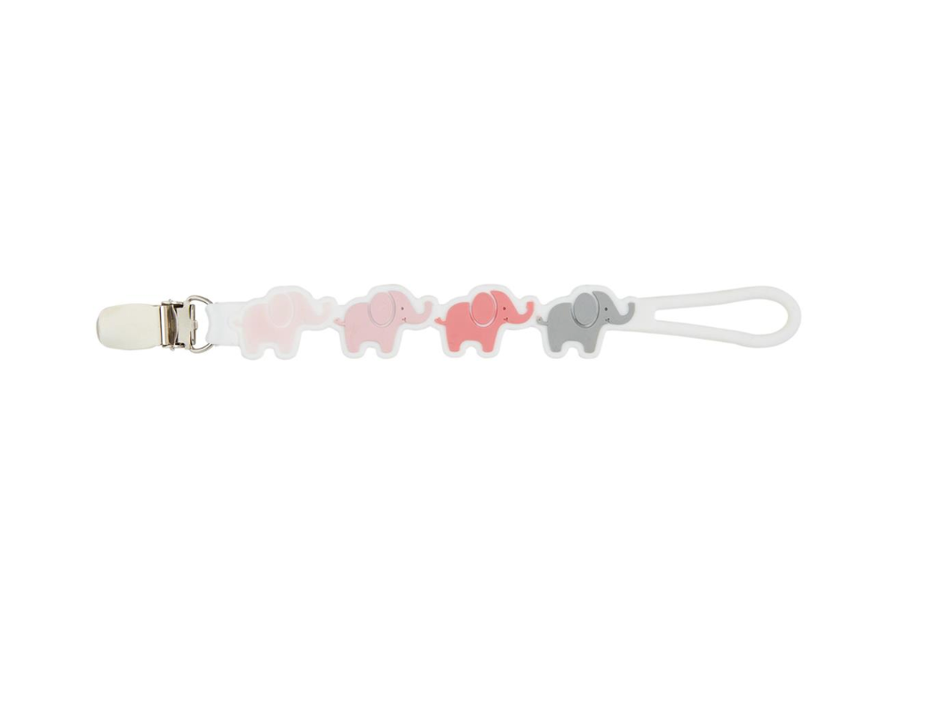 Pink Elephant Silicone Pacifier Strap