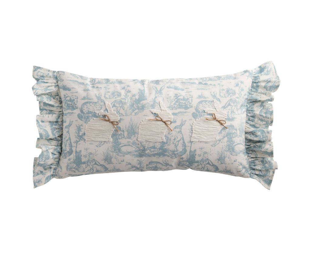 Lumbar Toile Bunny Pillow