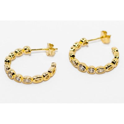 MB - Tango 18K Gold With Clear Stones Hoop Earrings