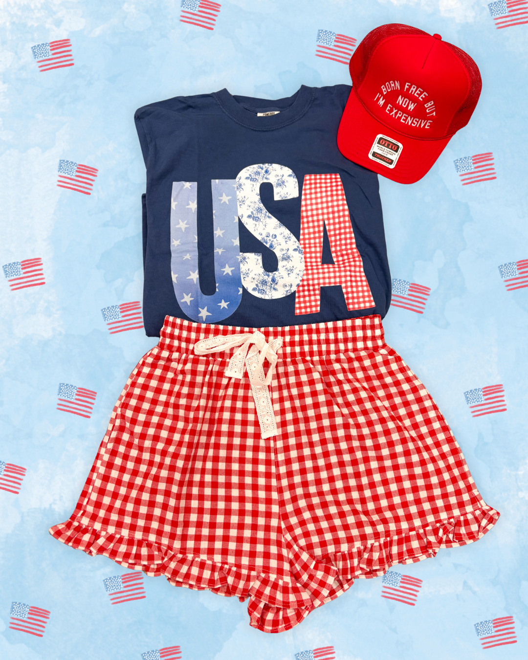 Checking In Red Gingham Ruffle Shorts