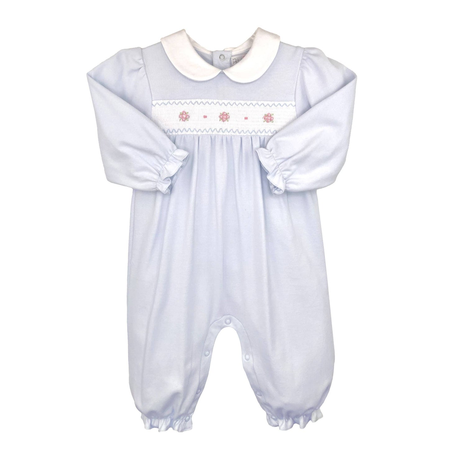 Blue Smocked Flower Knit Longall