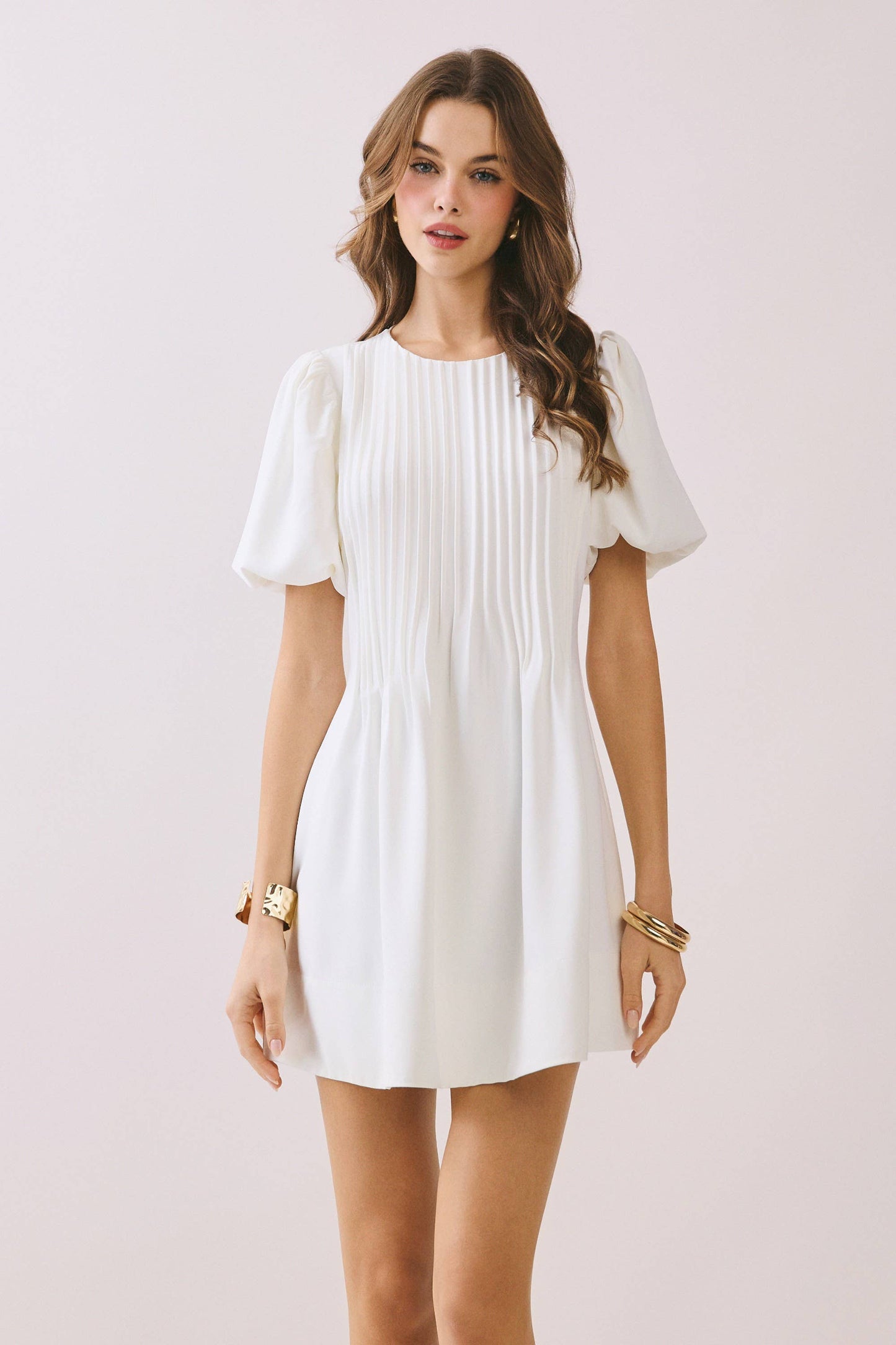 White Pleat & Poise Dress