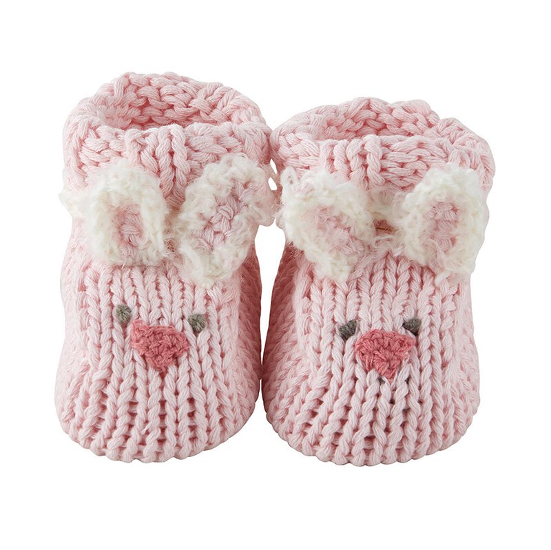 Pink Bunny Knit Baby Booties