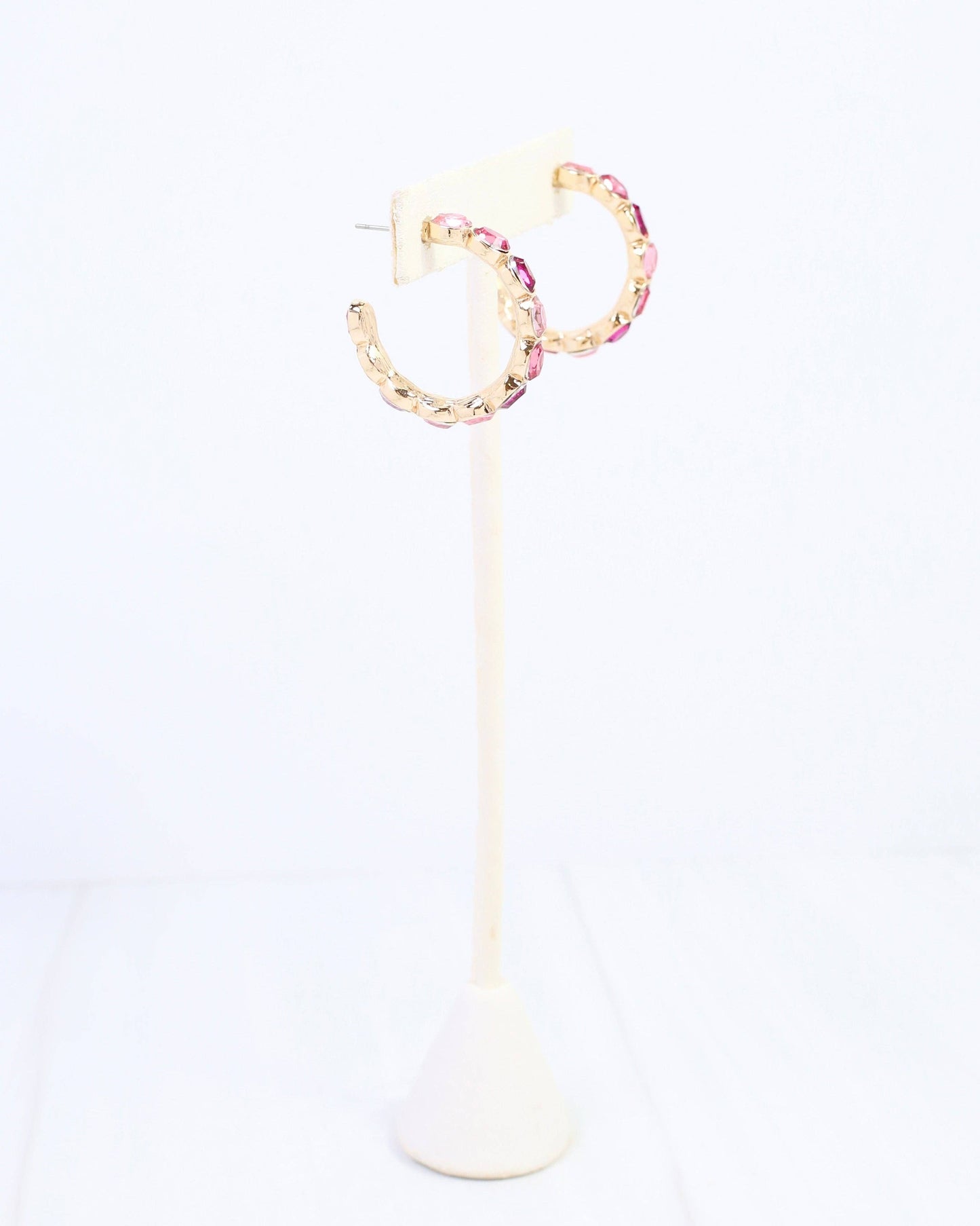 Karter Jeweled Hoop Earring in Pink Multi