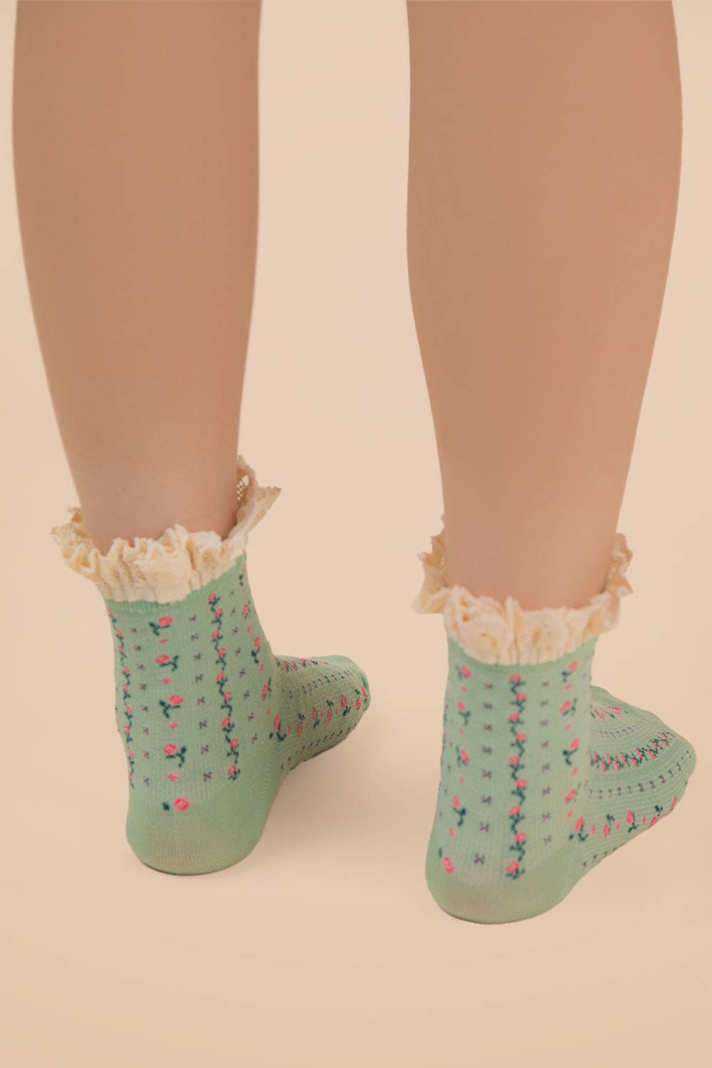 Sage Floral Lace Socks