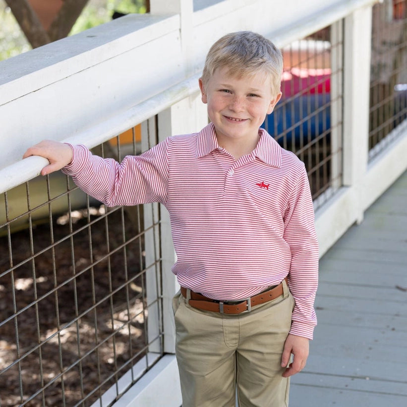 Saltwater Boys Red Stripe Long Sleeve Signature Polo