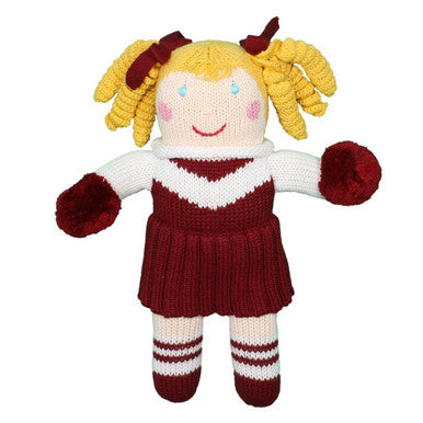 Maroon & White Crochet Cheerleader Rattle