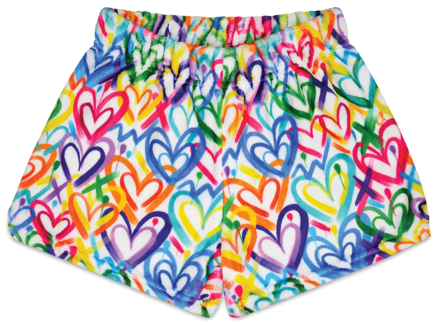 Multicolor Hearts Fleece Pajama Shorts