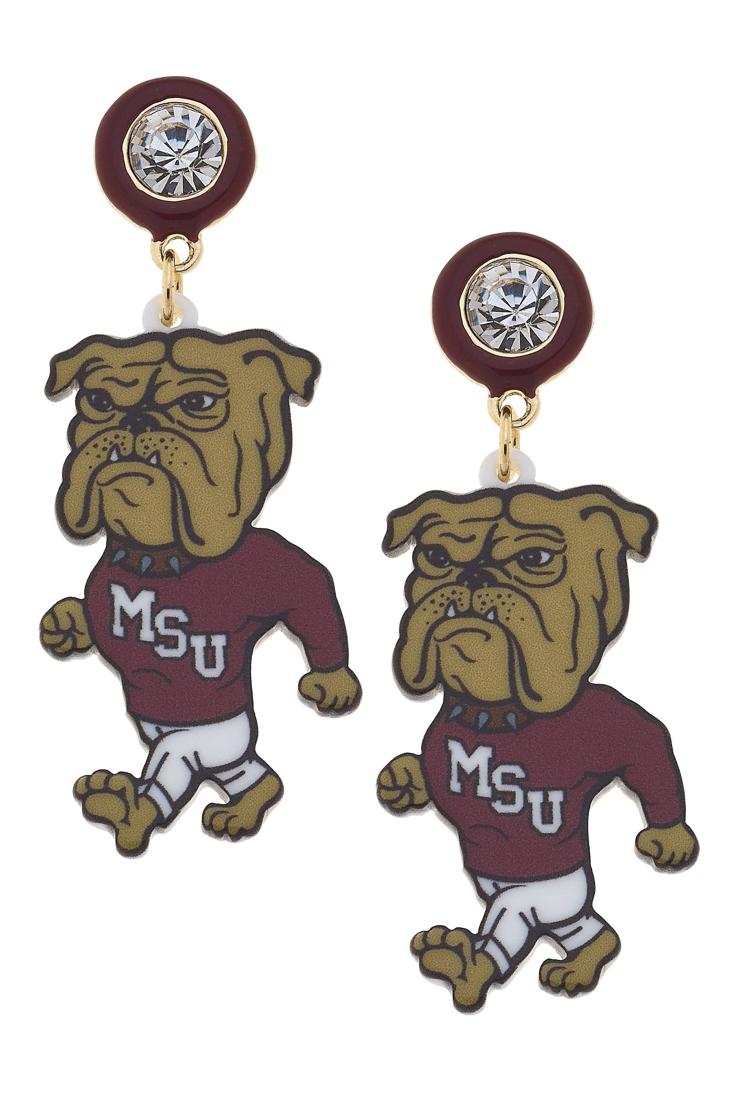 Mississippi State Bully Bulldog Resin Mascot Earrings
