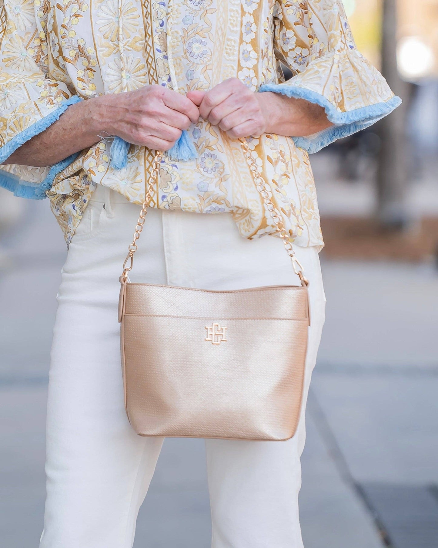 Brielle Bucket Bag - Woven Gold