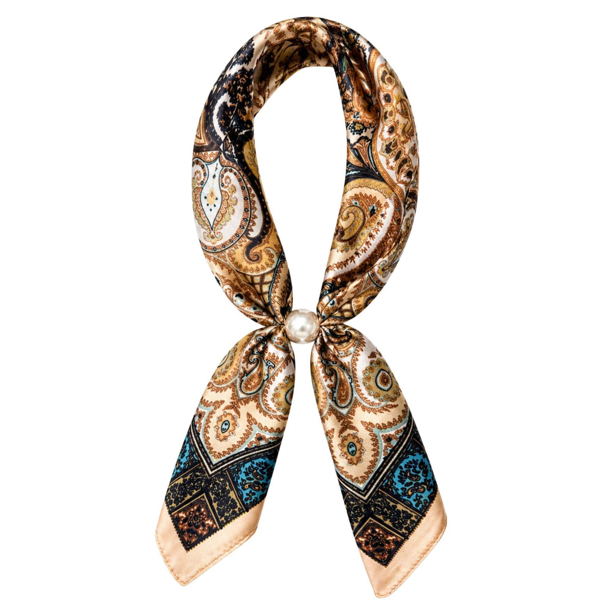 Ready To Wear Magnetic Scarf: Tan & Navy Mix