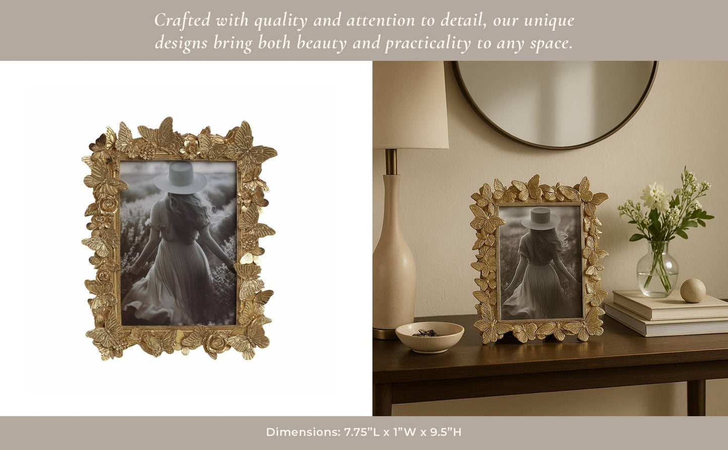 5x7 Gold Butterfly in Bloom Photo Frame