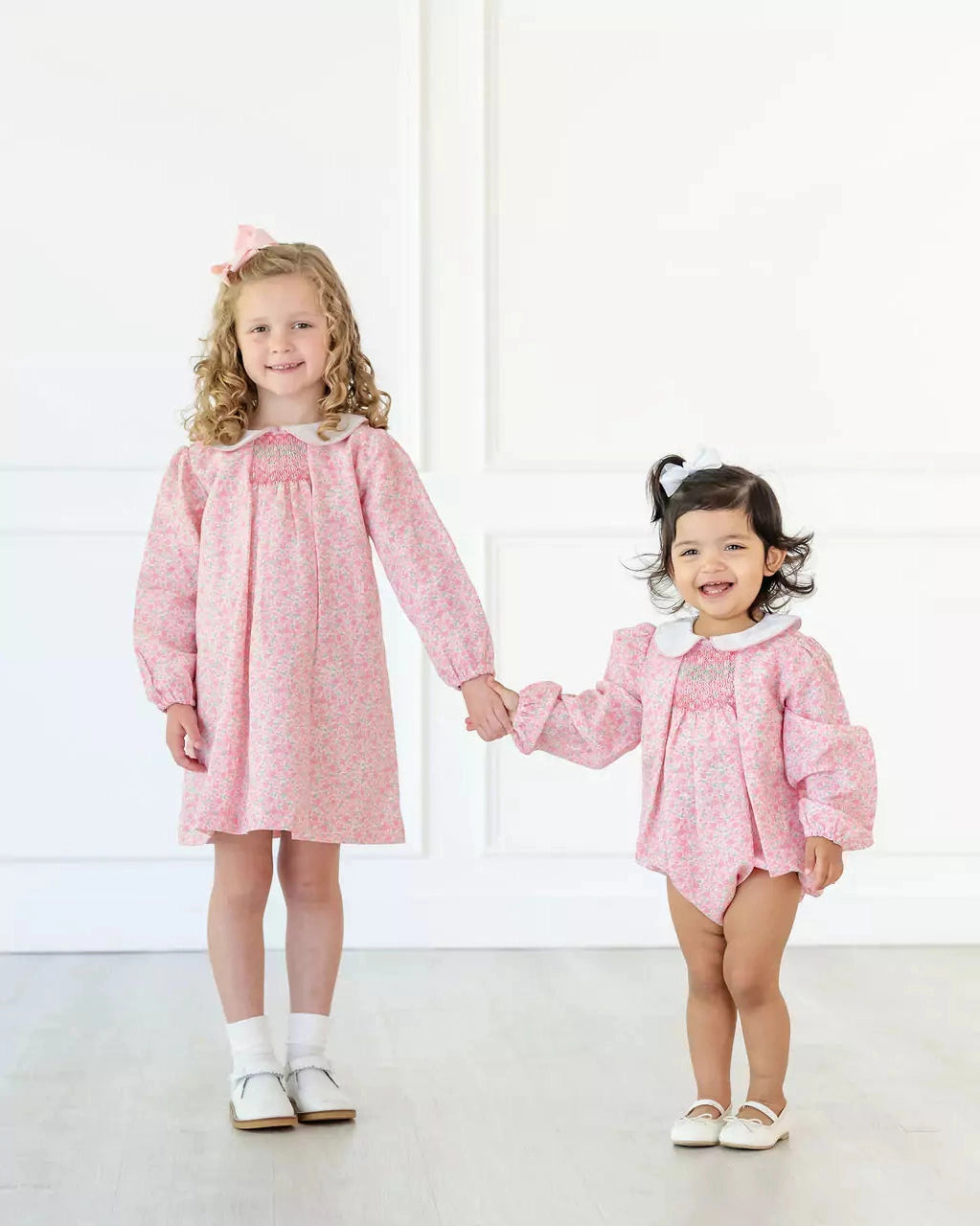 Emmie Pink Floral Smocked Bubble