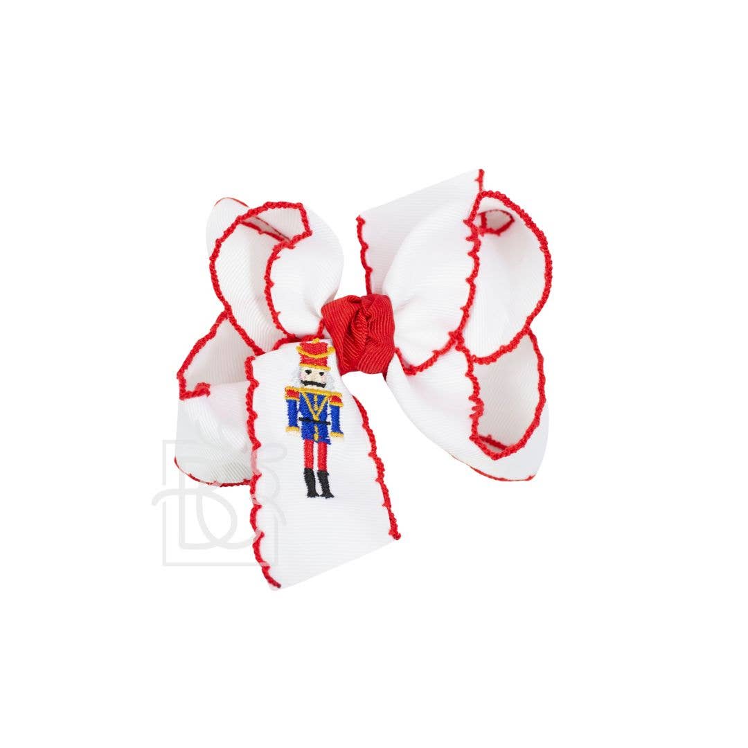4.5" Embroidered Classic Nutcracker Crochet Edge Bow