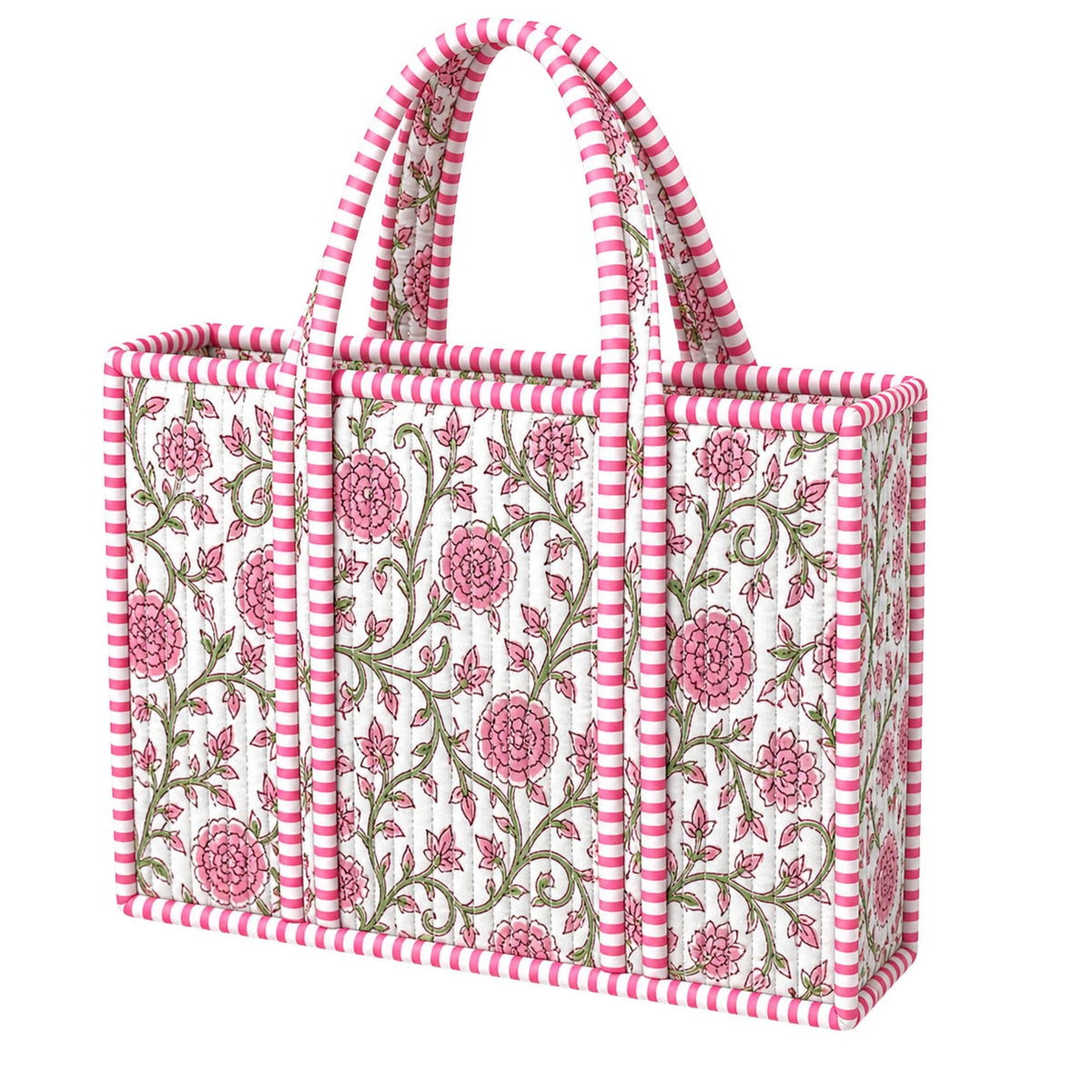 Light Pink Floral Quilted Tote