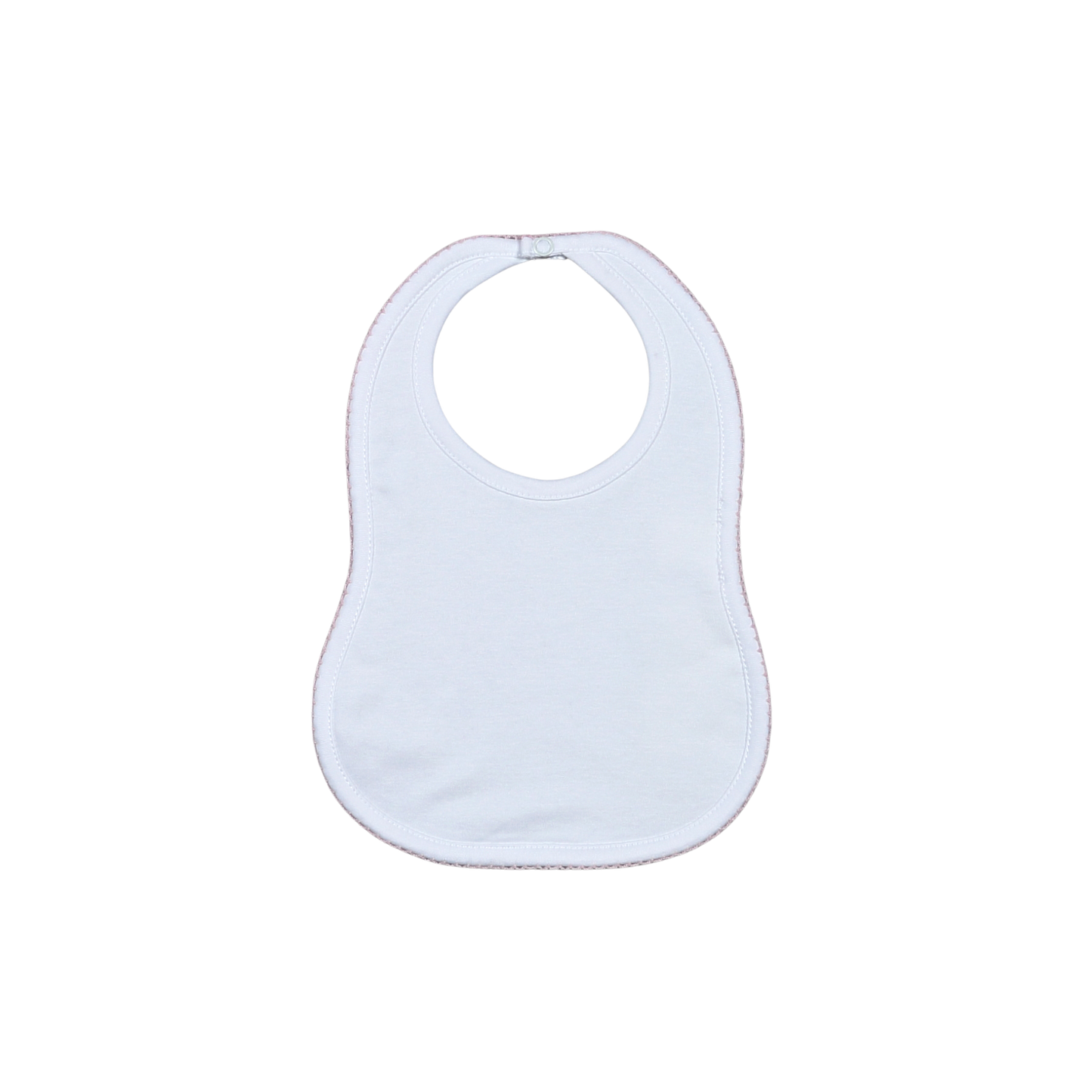 White Bib Pink Picot Trim