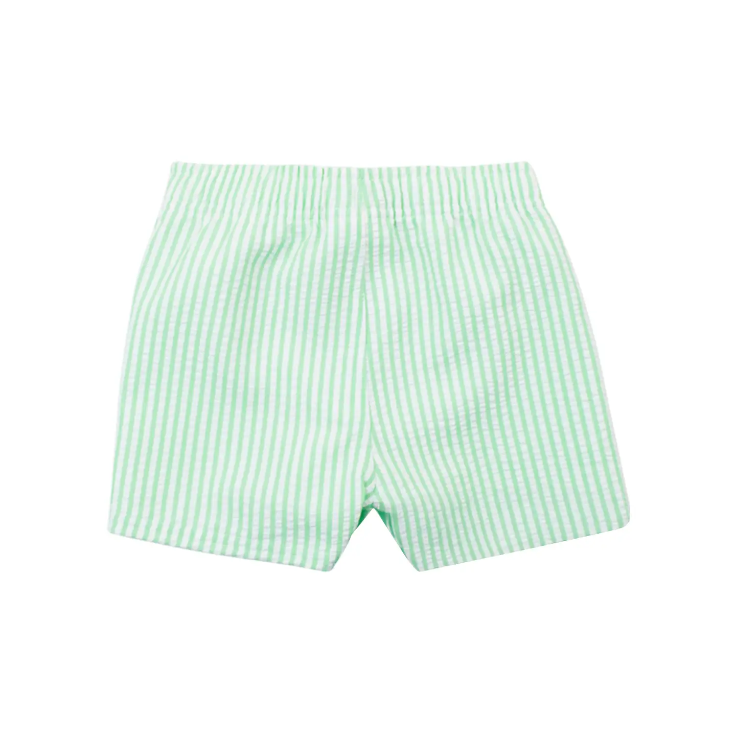 Boys Spring Green Seersucker Swim Trunks