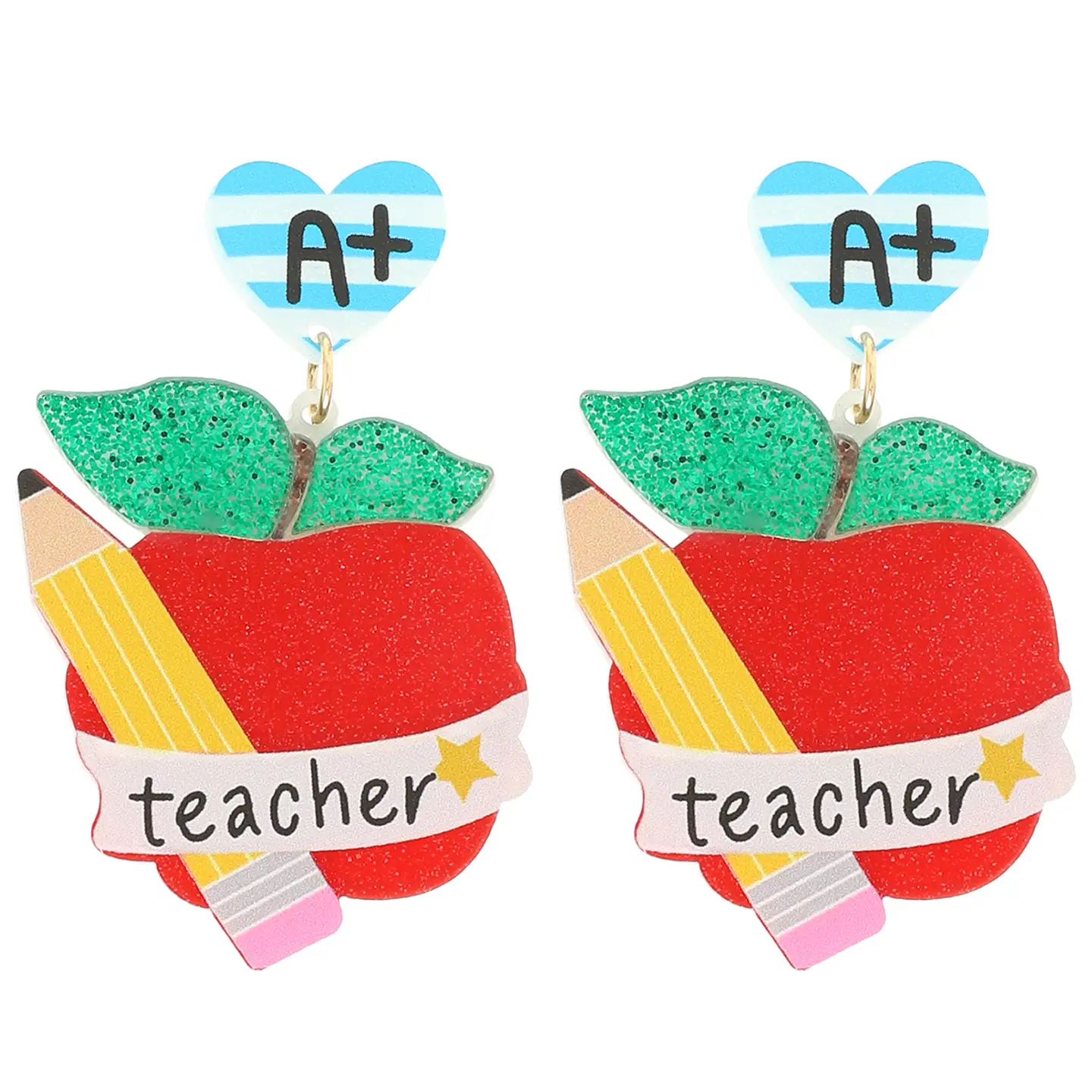 Teacher Appreciation Acrylic Red Apple Earrings