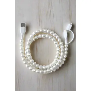 White Pearl Cord Phone Charger