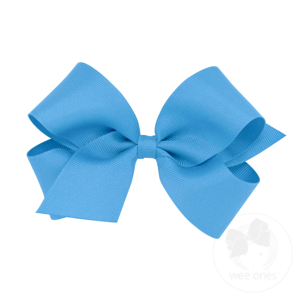 Ice Blue Classic Grosgrain Hair Bow (Knot Wrap)