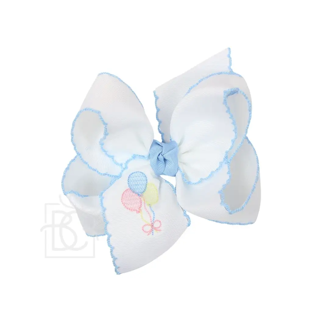 Embroidered Pastel Balloons Crochet Edge Hair Bow